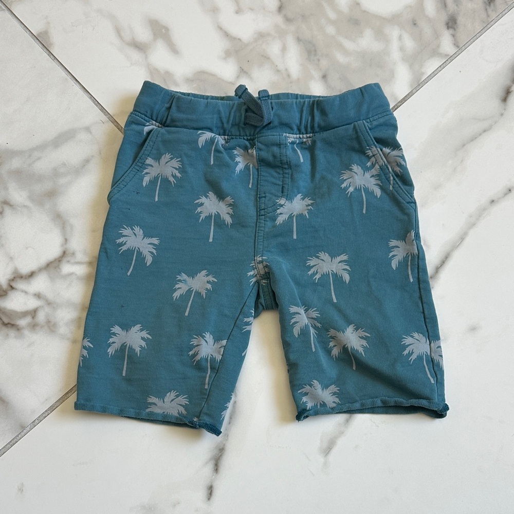 Tea Collection Teal Palm Print Kids Shorts